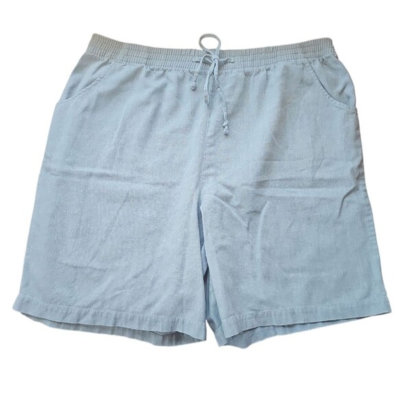 Adolfo Sport Linen Blend Shorts Slate Blue Sz M Pull On Elastic Waistband Beach - Picture 3 of 9